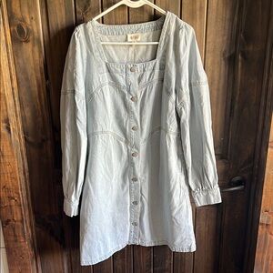 Light Blue Denim Button-Down Dress